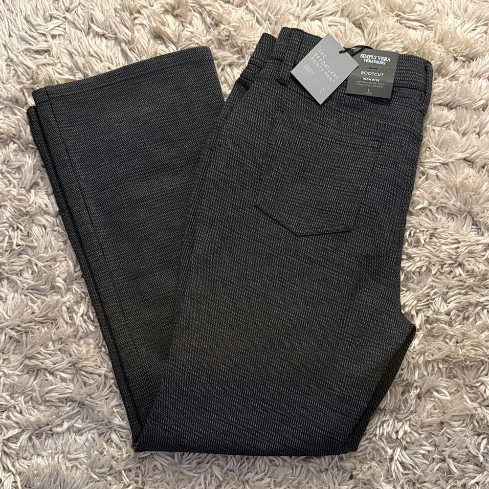 Simply Vera Vera Wang Bootcut Pants Dark Gray Texture Large Short NWT NEVER WORN